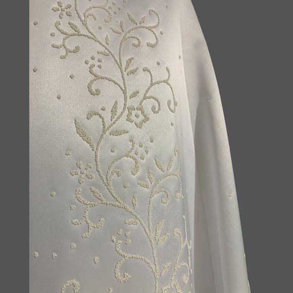 2ND BEAD EMBROIDERED WHT SATIN DRESS & MATCHING SHRT-SLEEVED CROP JACKET SZ 8 - Picture 1 of 5